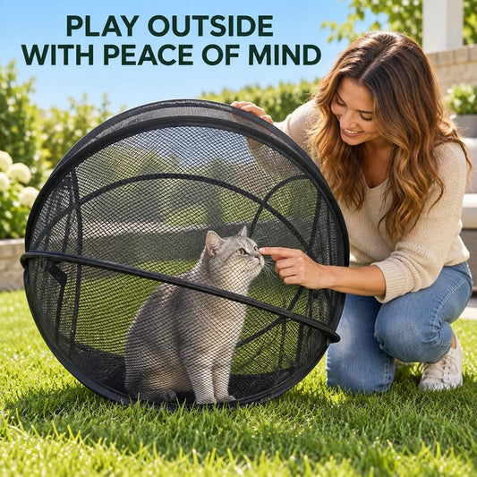 🐱 RollyCat 360° Mesh Cat Playpen – Spacious, Breathable & Secure Outdoor Play Space for Cats