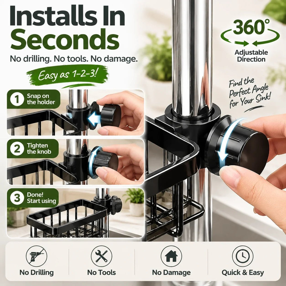 🔥HOT SALE🔥✨ Faucet Sink Organizer Rack – Keep Your Kitchen Sink Clean & Clutter-Free