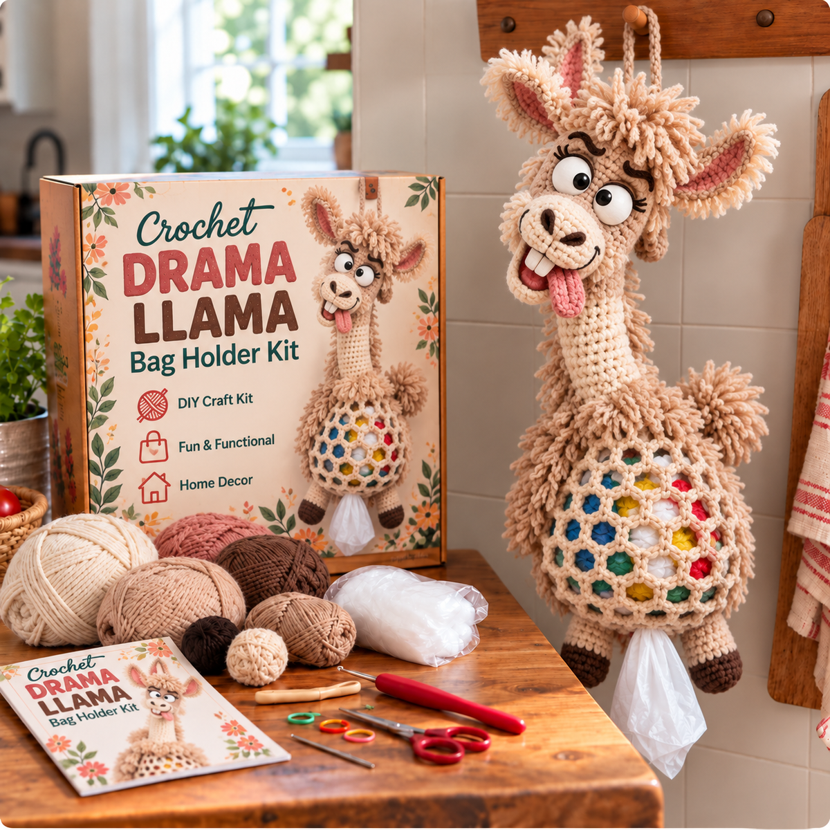 🔥LAST DAY 49% OFF – 🌼 Cottage Harvest Keepers™ — Crochet Animal Bag Holder DIY Kit | 12 Adorable Designs