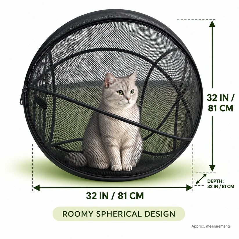🐱 RollyCat 360° Mesh Cat Playpen – Spacious, Breathable & Secure Outdoor Play Space for Cats