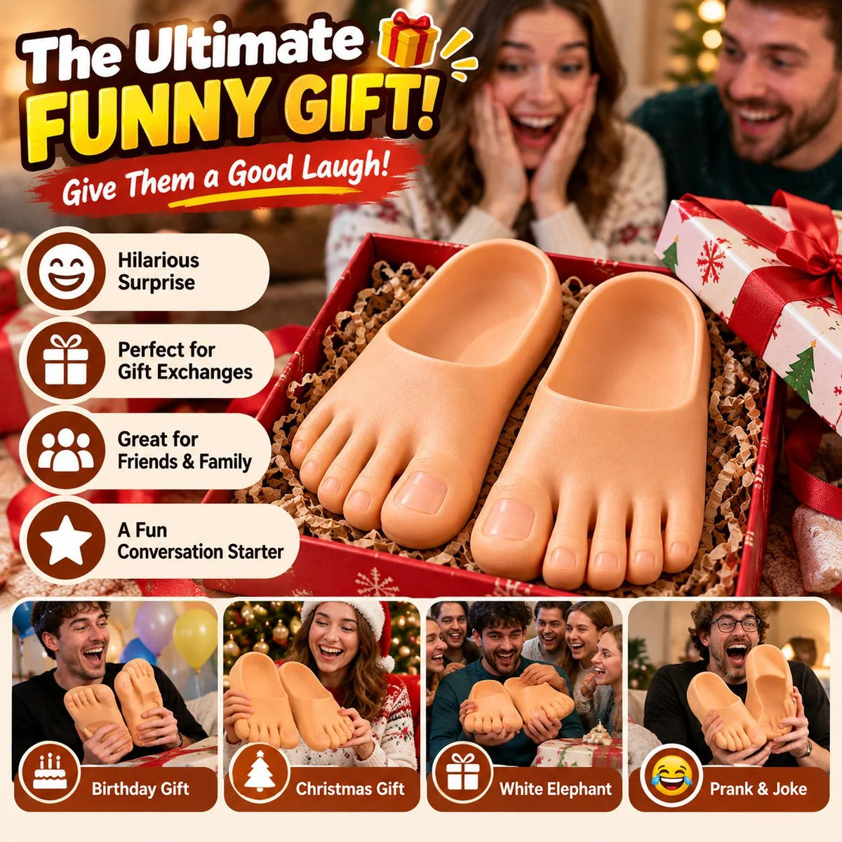😂 Realistic Barefoot Slippers | Giant Toe Novelty Slides