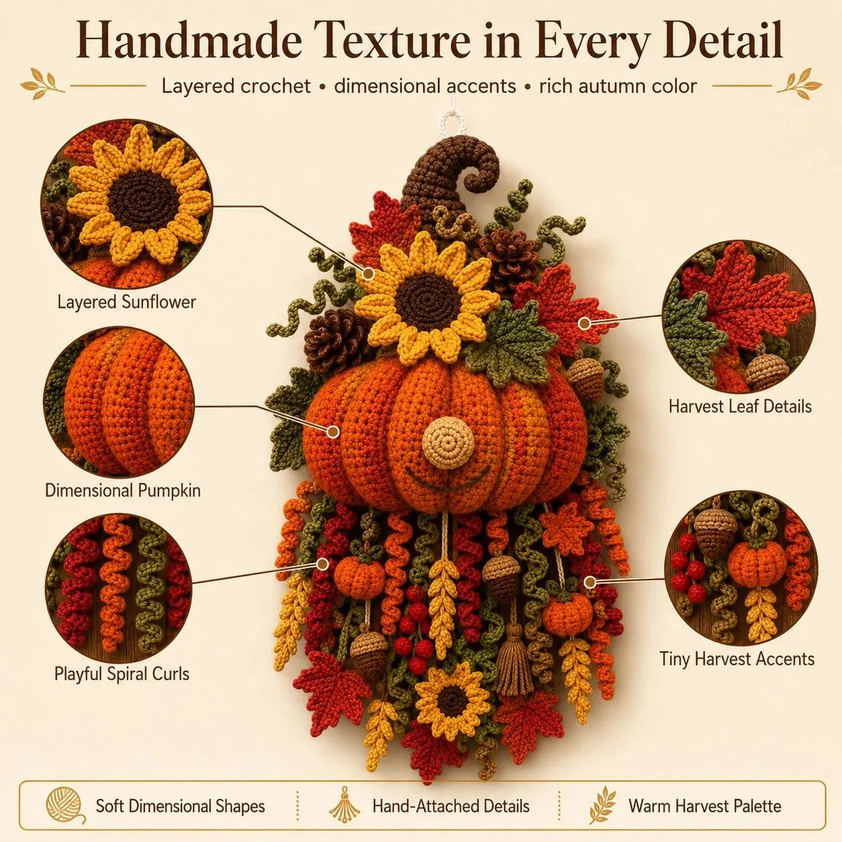 🎉🧶 DIY Dimensional Seasonal Crochet Door Hanger Kit Collection | Coordinated Yarn, Filling, Accessories & Step-by-Step Instructions Included 💕