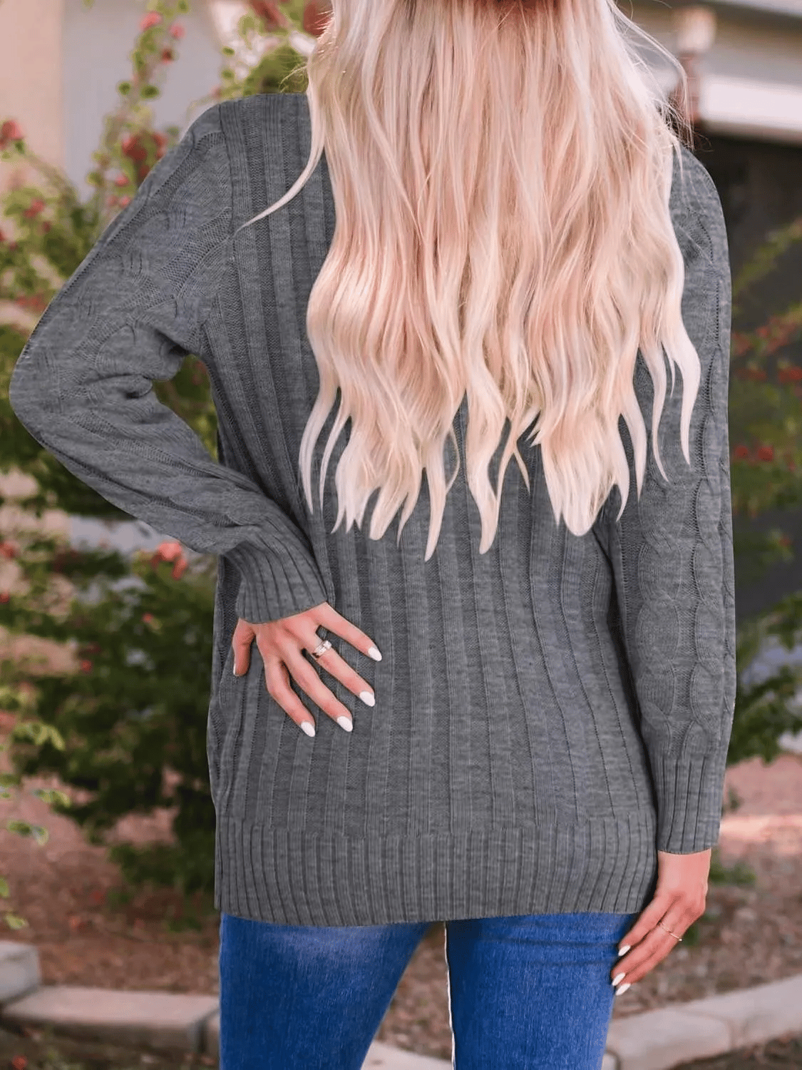 Women's Fall Casual Long Sleeve Button Down Open Front Cable Knit Cardigan - Buy two and get free shipping!