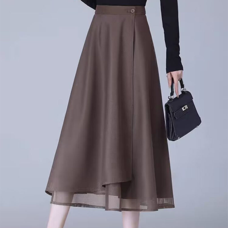 High-Waisted Tulle Midi Skirt, One-Piece Mesh Skirt - Buy two and get free shipping!