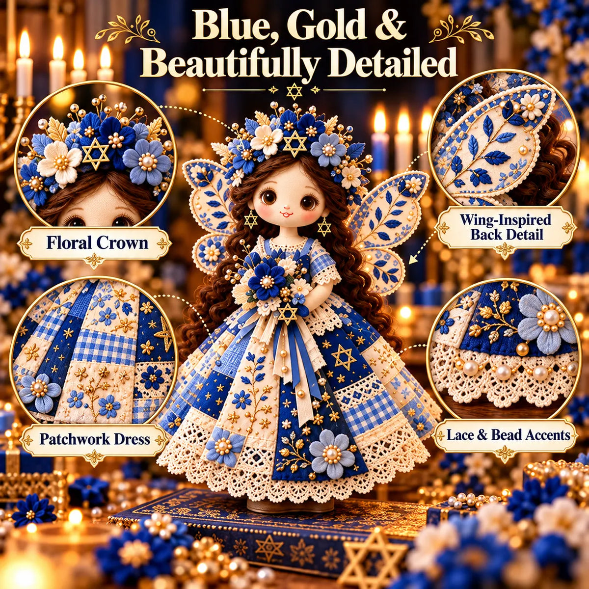 🕎🧵 Hanukkah DIY Patchwork Doll Kit | 3 Festival of Lights Designs