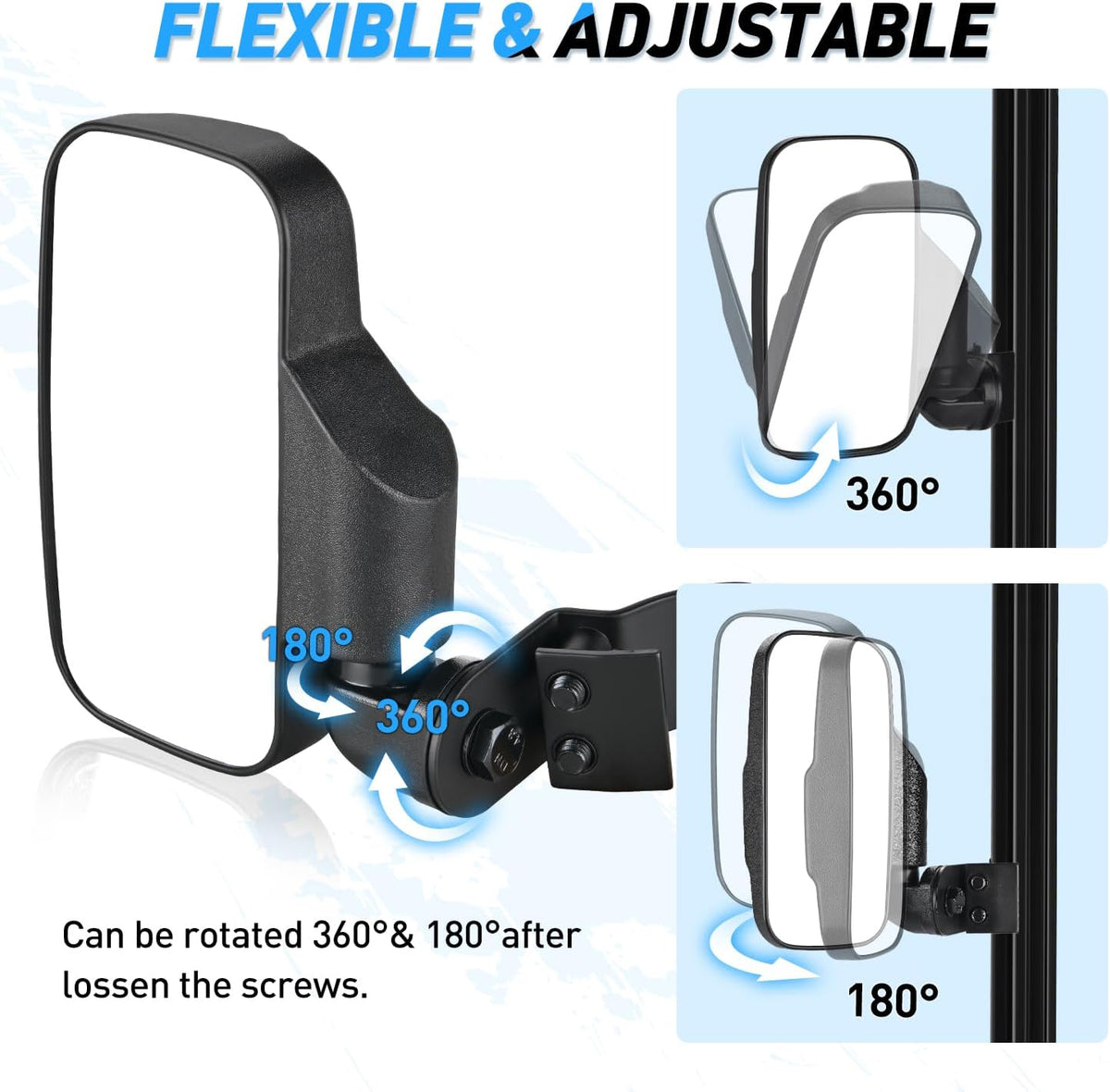UTV Break-Away Side Mirrors for Polaris Ranger & Can-Am Defender