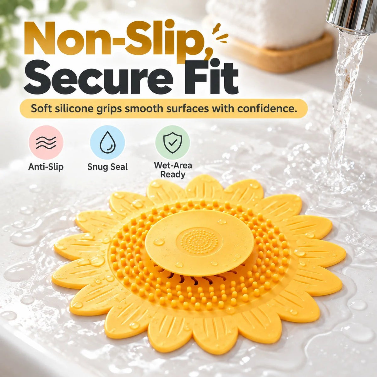 🌻Sunflower Silicone Drain Cover – Hair Catcher, Odor Blocker & One-Press Drain