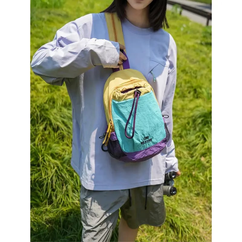 Unisex Lightweight Color Block Casual Nylon Mini Backpack