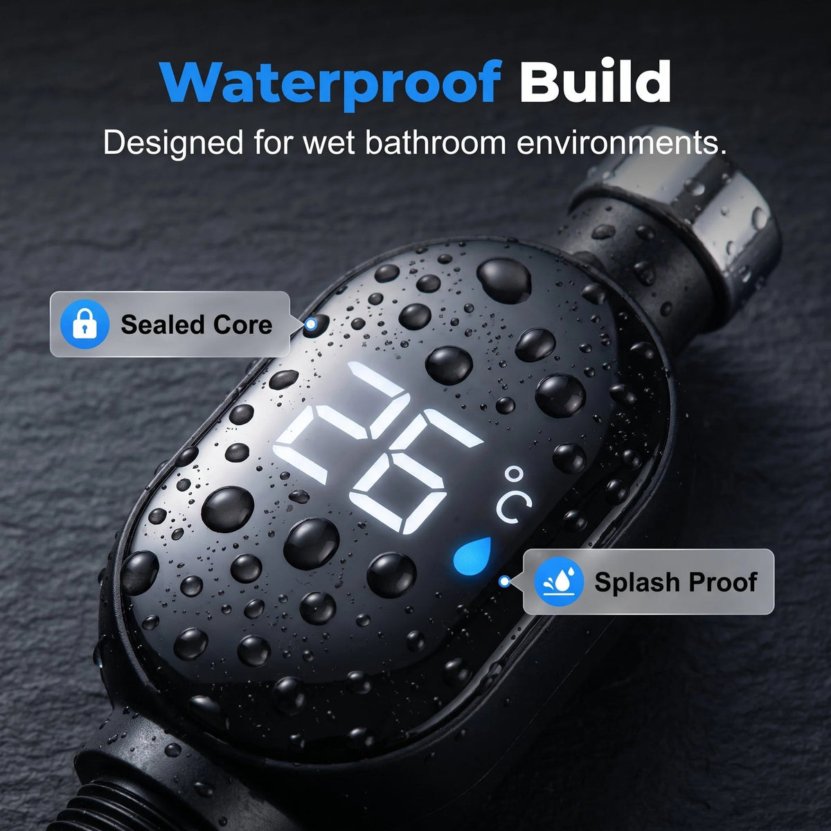 🚿 Intelligent LED Shower Thermometer | 360° Rotating Display