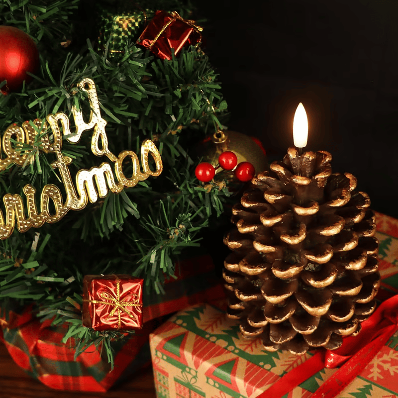 ✨Christmas 3D Pine Cone Candles-Flameless Pine Cone Candles & Real Aromatherapy Candles