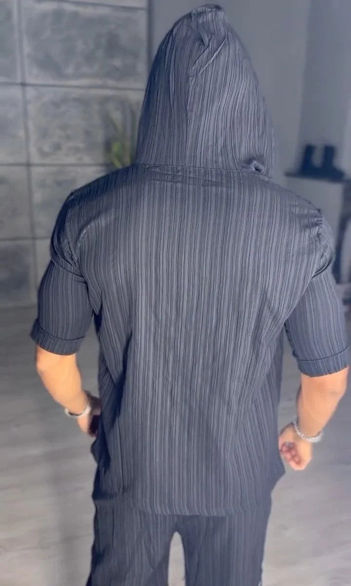 Men's casual hooded sports two piece set