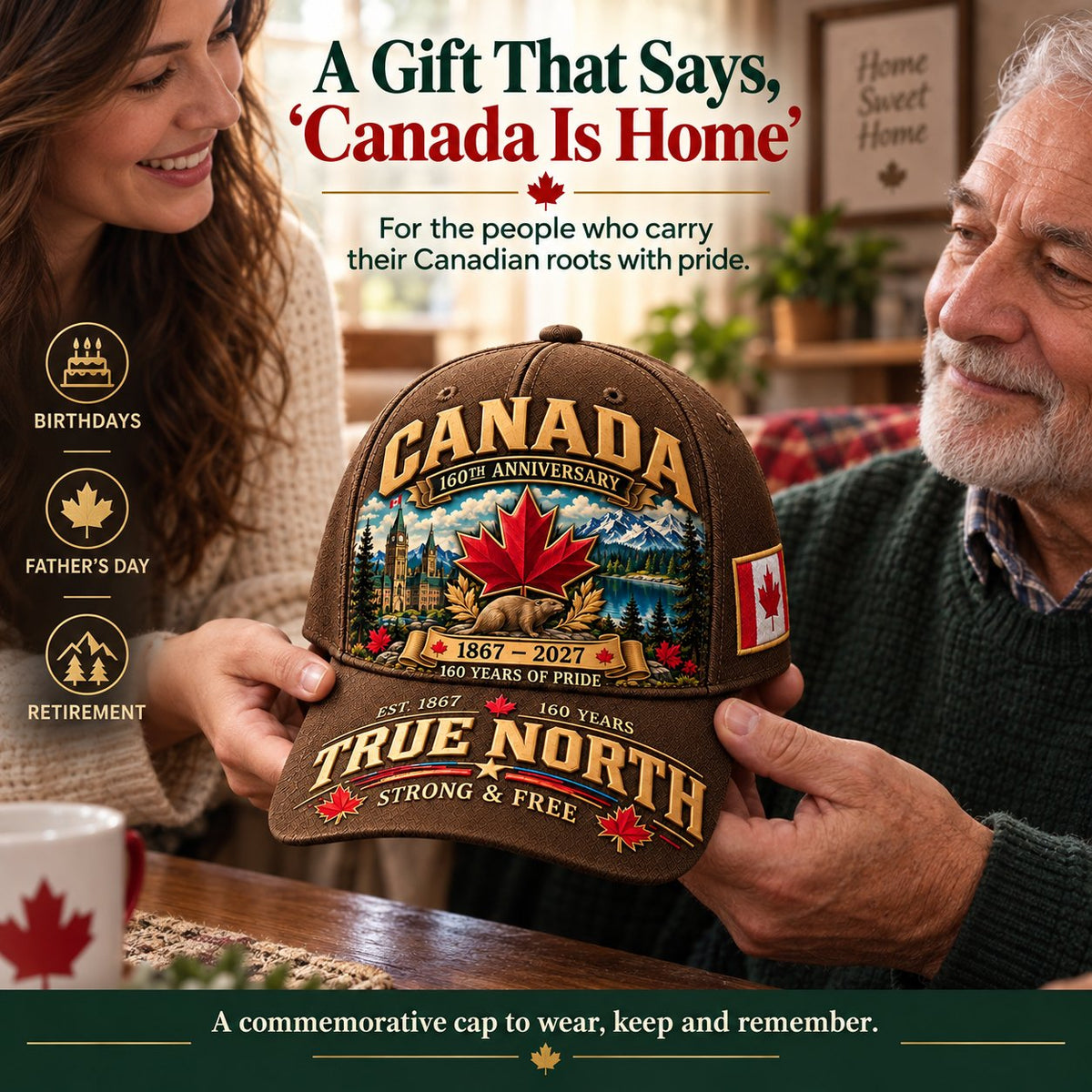 💝49% OFF - 🍁 Canada 160th Anniversary 1867–2027 – Premium Heritage Cap | Cotton-Poly Blend • Detailed Embroidery • Adjustable Fit 🇦🇺