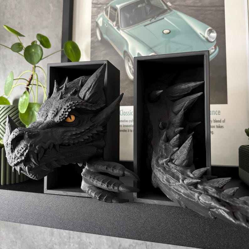 3D Dragon Emerging Book Nook Dragon Tail Bookshelf Decor Fantasy Lovers