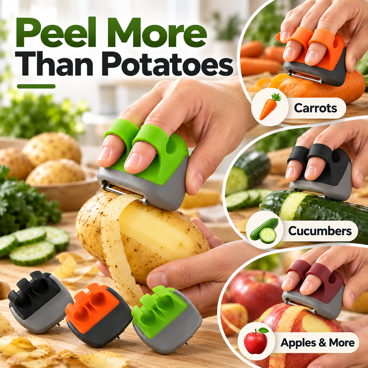 🥔 Palm Vegetable Peeler Set – Soft Grip Handheld Fruit & Veggie Peeler！！！
