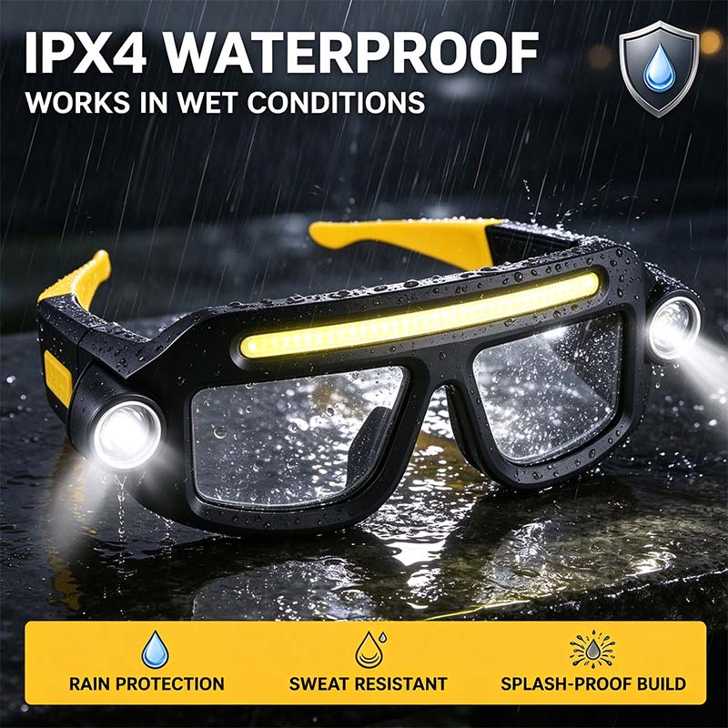 Rechargeable LED Headlamp Glasses - Hand-Wave Sense, Type-C USB Charging 🔦