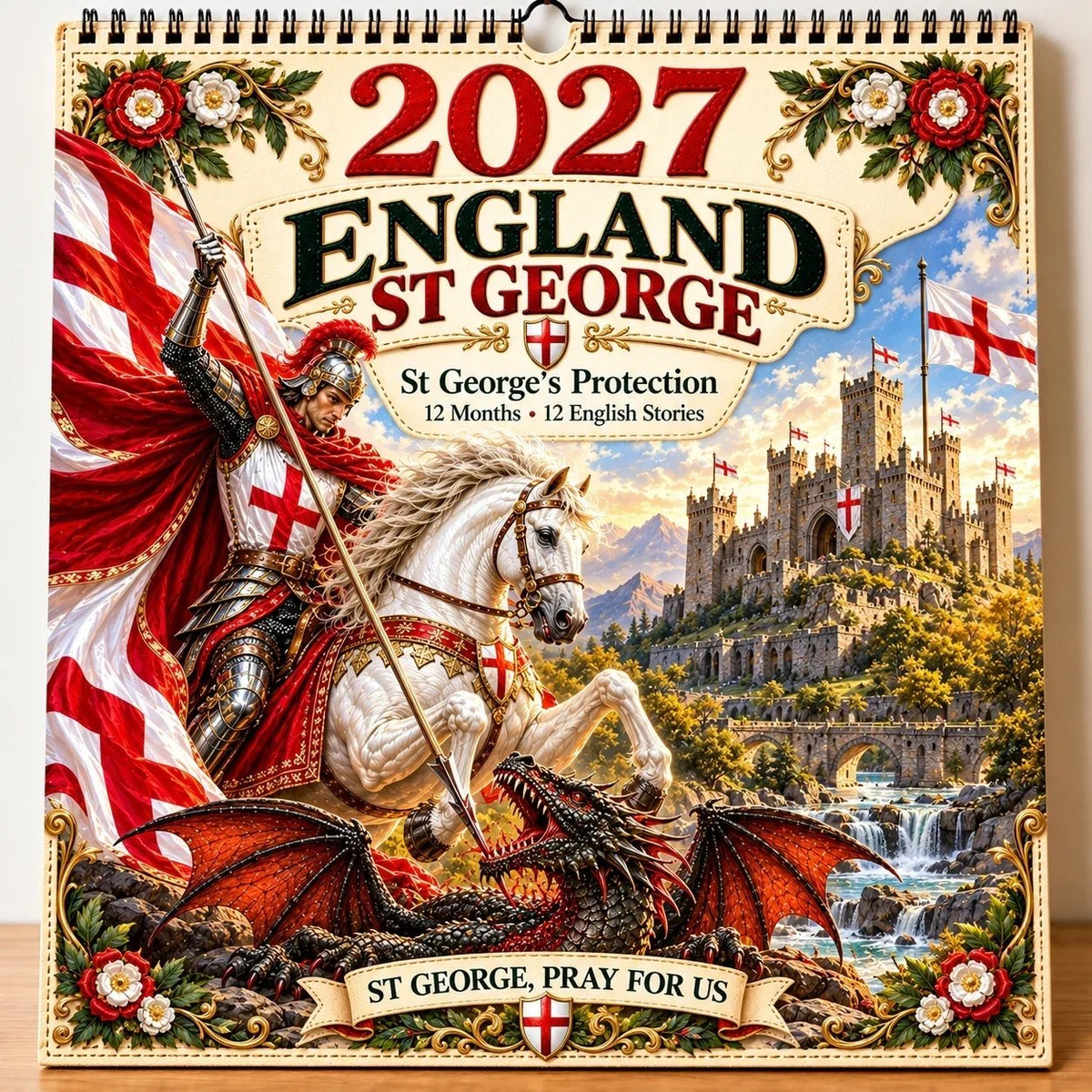 🗡️🐉 2027 England St George “Faith, Courage & Protection” Wall Calendar📅