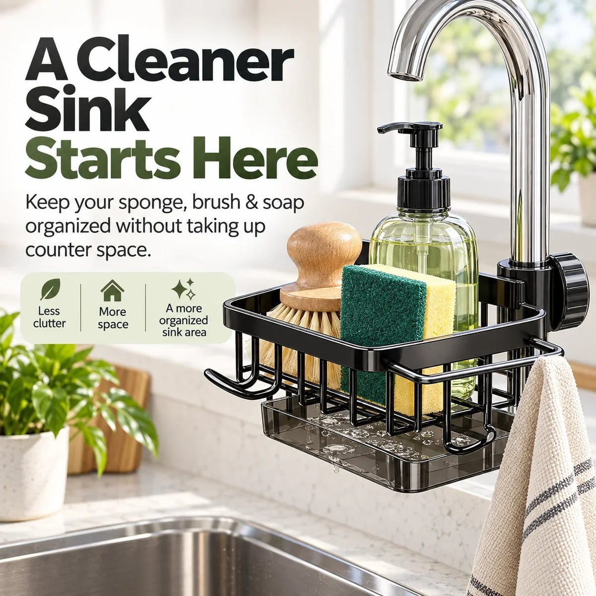 🔥HOT SALE🔥✨ Faucet Sink Organizer Rack – Keep Your Kitchen Sink Clean & Clutter-Free