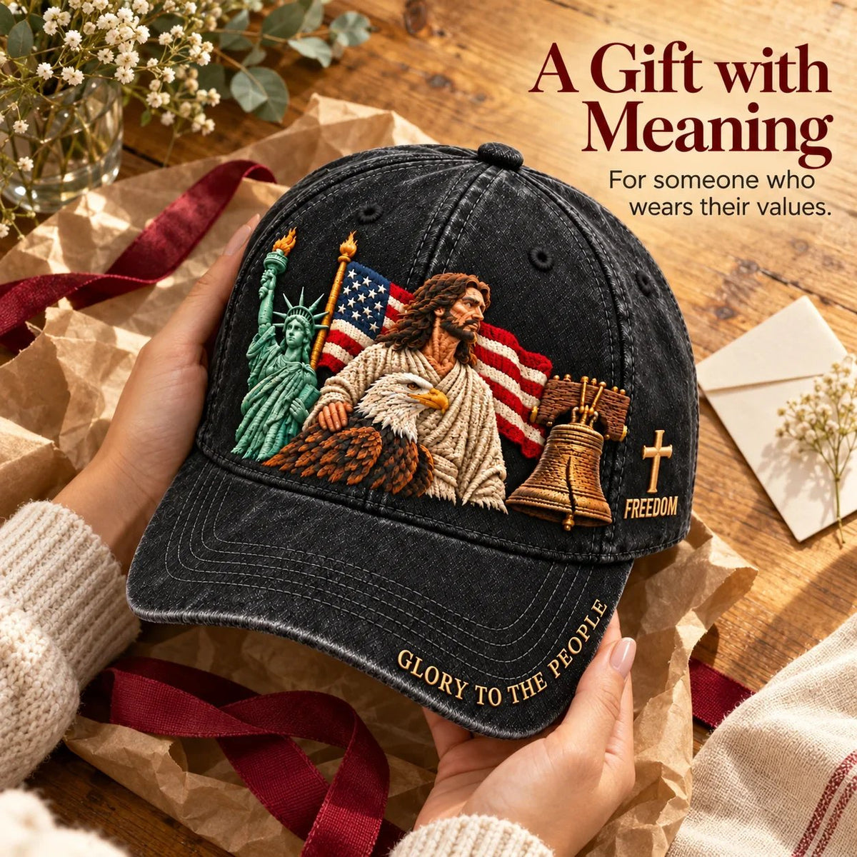 ✝️🇺🇸 Faith & Freedom American Heritage Embroidered Cap