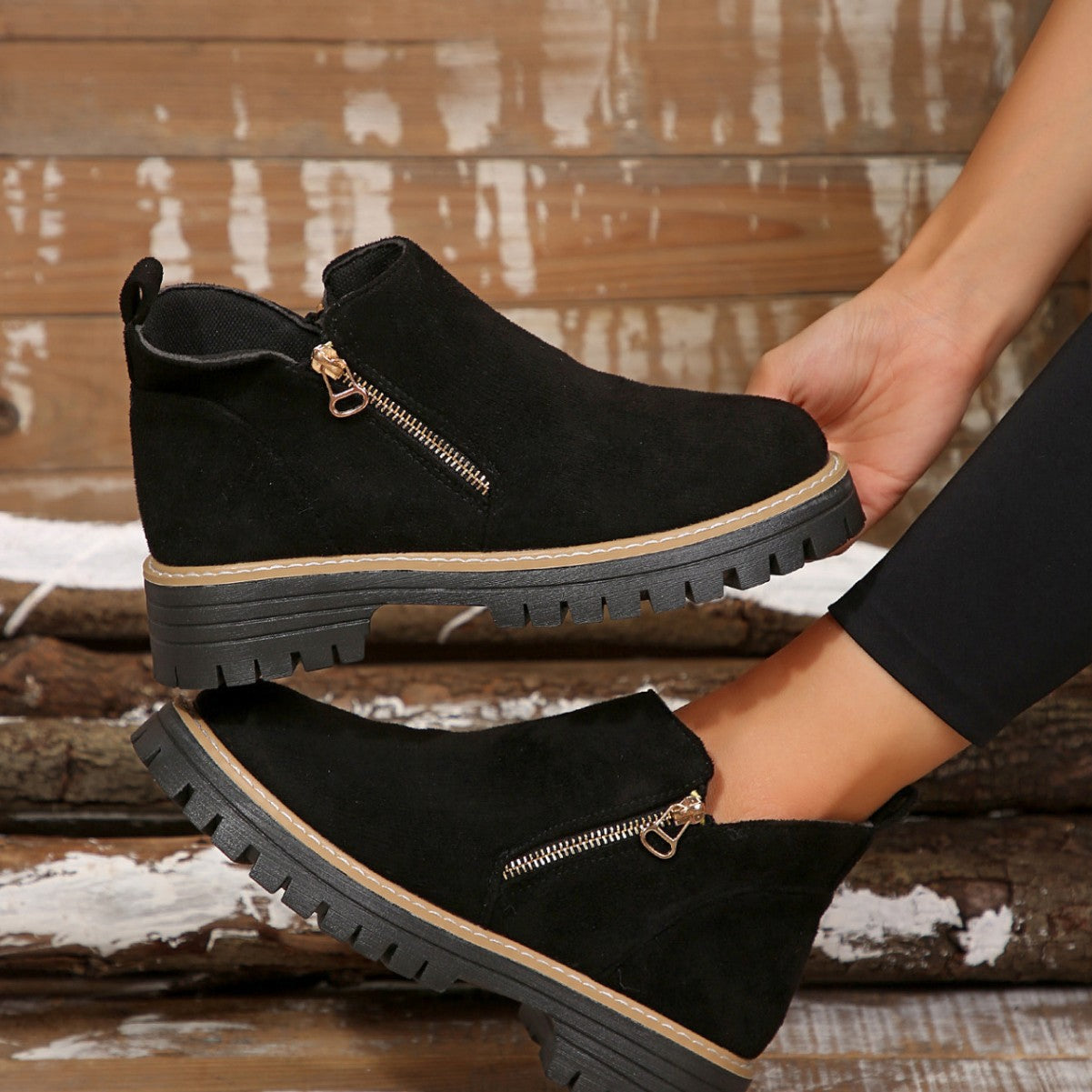 Women's Fashion Solid Color Ankle Boots