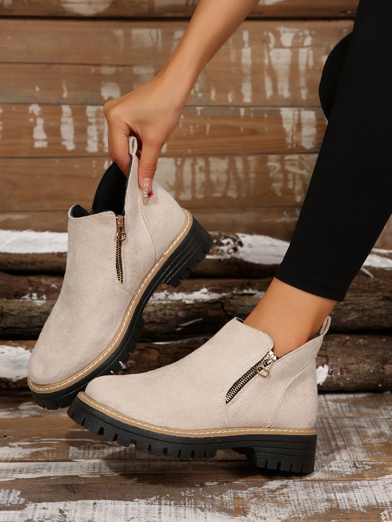 Women's Fashion Solid Color Ankle Boots