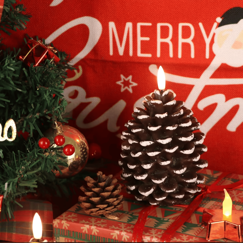 ✨Christmas 3D Pine Cone Candles-Flameless Pine Cone Candles & Real Aromatherapy Candles
