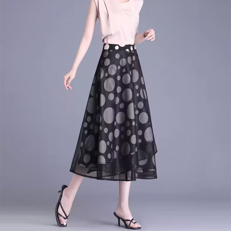 High-Waisted Tulle Midi Skirt, One-Piece Mesh Skirt - Buy two and get free shipping!