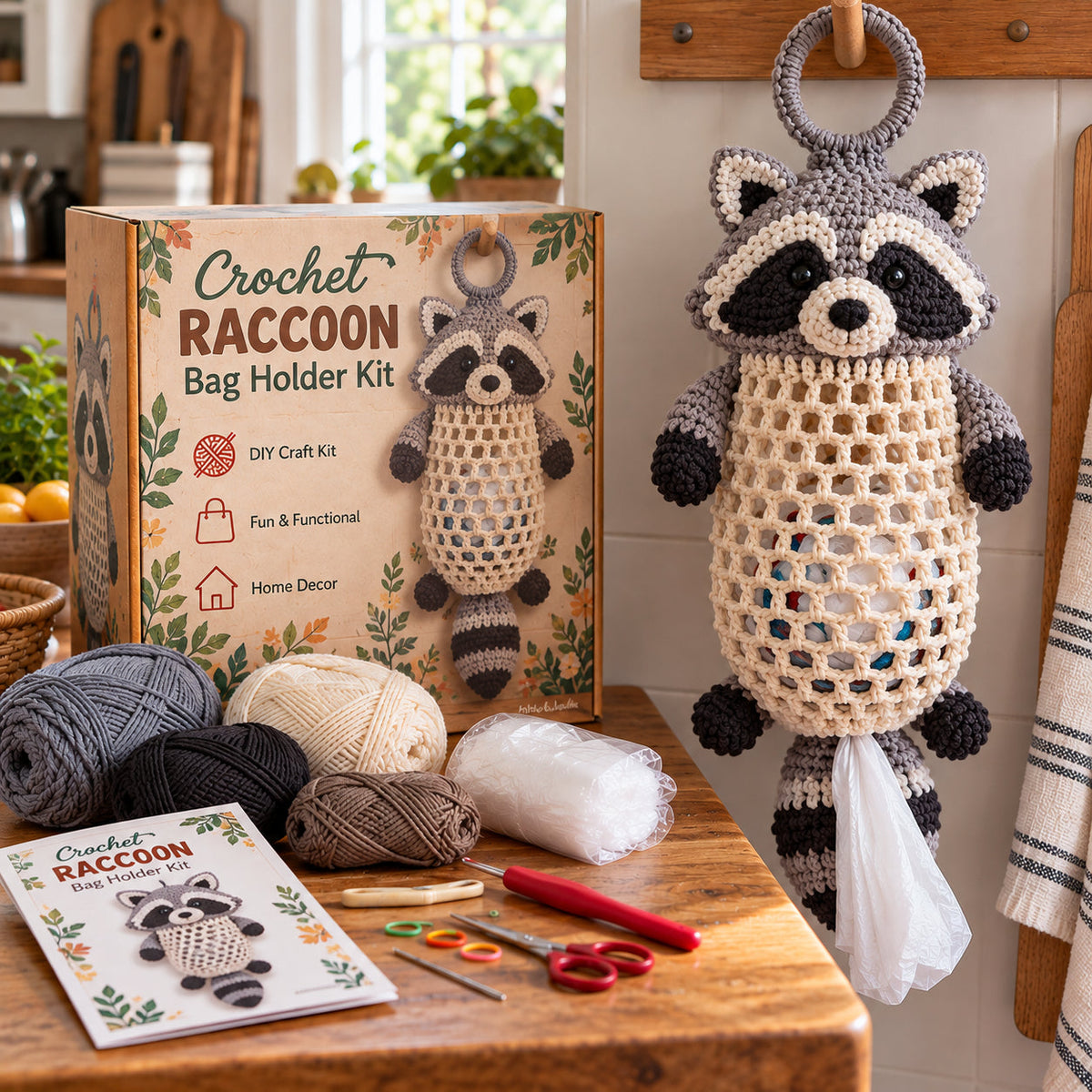 🔥LAST DAY 49% OFF – 🌼 Cottage Harvest Keepers™ — Crochet Animal Bag Holder DIY Kit | 12 Adorable Designs
