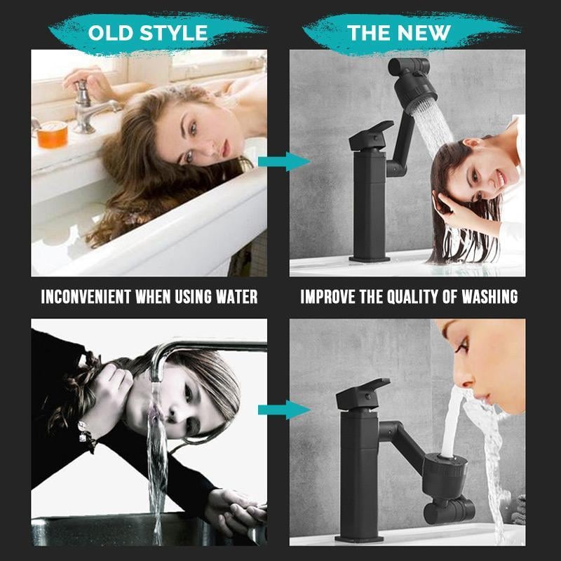 Single Hole Hot And Cold Water Faucet Universal Swivel Basin Faucet(Free 60cm Water Pipe)