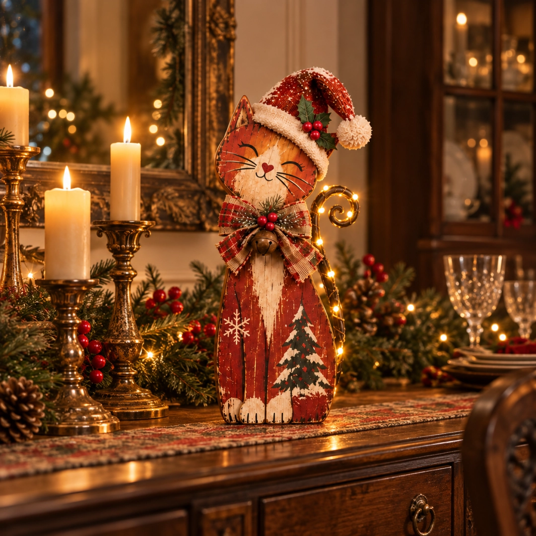 🐱🎄 Vintage Lighted Christmas Cat Trio | Remote Tail Lights