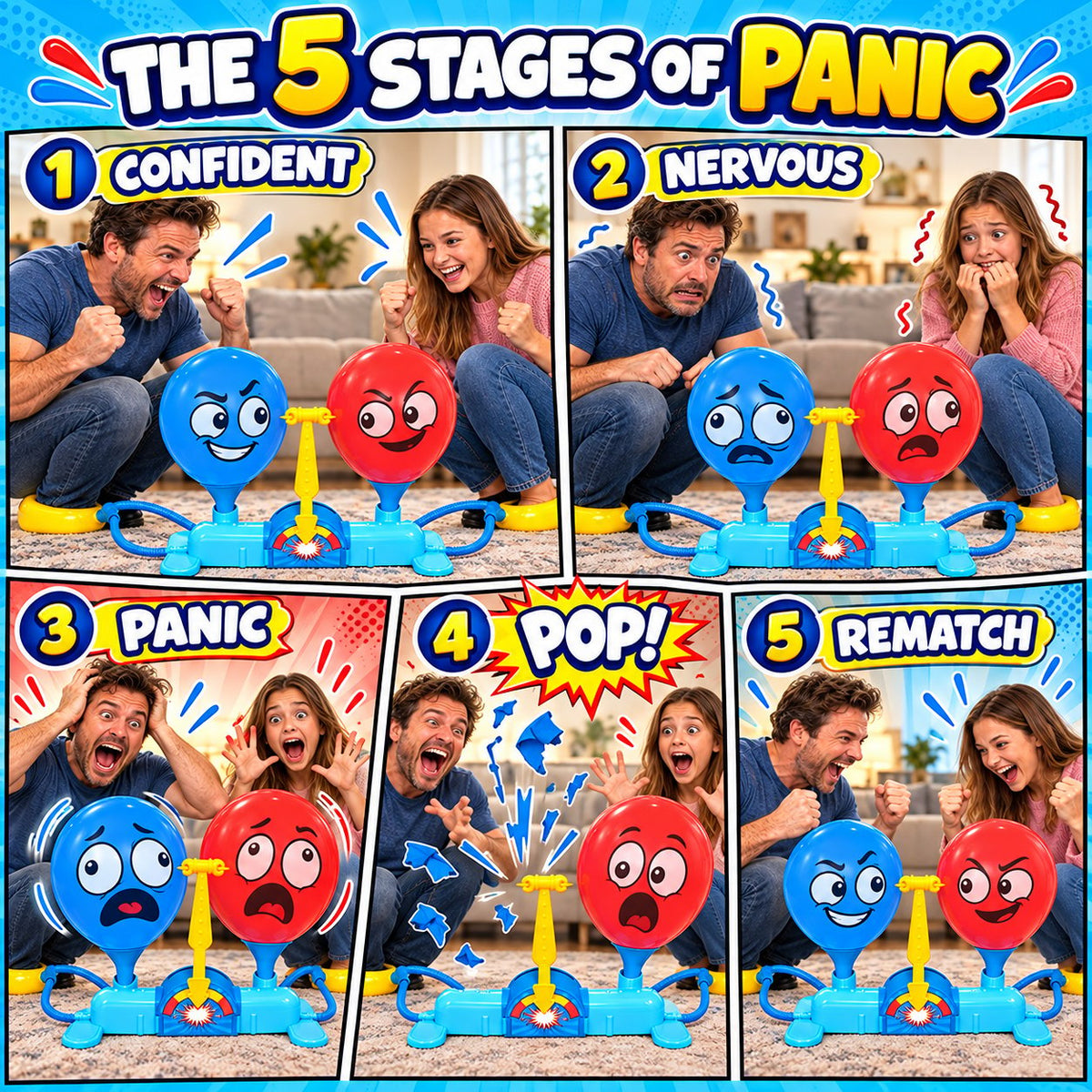 Rump Race Balloon Popping Battle Board Game Family Game Night, Party Game