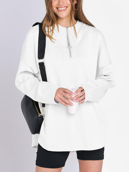 Women's Oversized Quarter Zip Tunic Hoodie(Buy 2 Free Shipping)