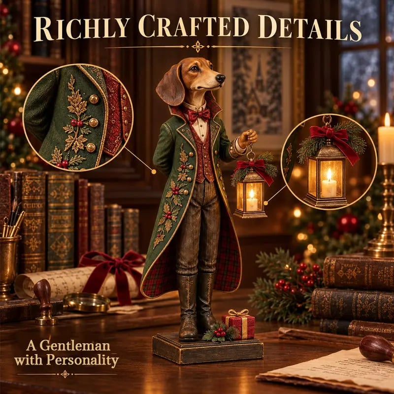 🐕🎄 Christmas Dachshund Lantern Ornament | Victorian Butler Decor