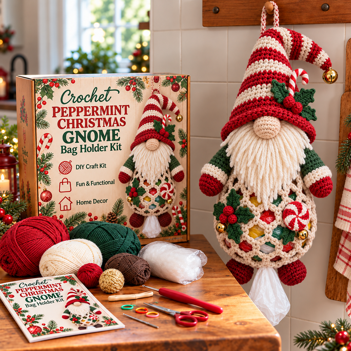 🔥 BUY 3 GET 1 FREE 🔥- 🧶 Gnome Kitchen Keepers | Crochet Bag Holder Collection 🌿