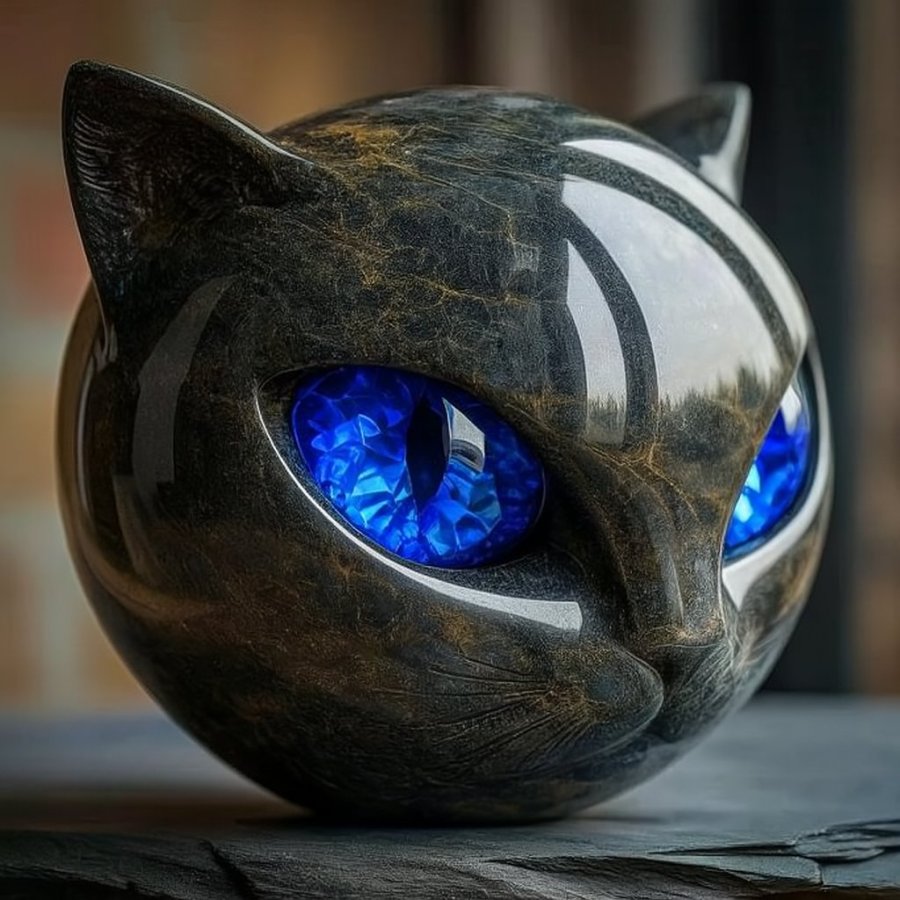 🐈‍⬛Luxury Black Cat Stone Sculpture – Elegant Home Décor & Gift-Ready Art Piece