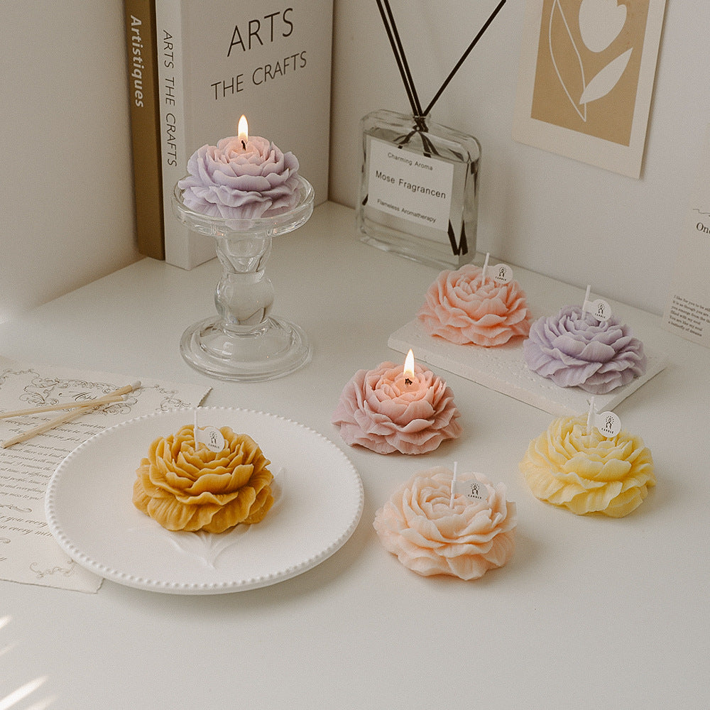 Souvenir candles, peony flower shaped gift ornaments, Valentine's Day, birthday flower scented candles