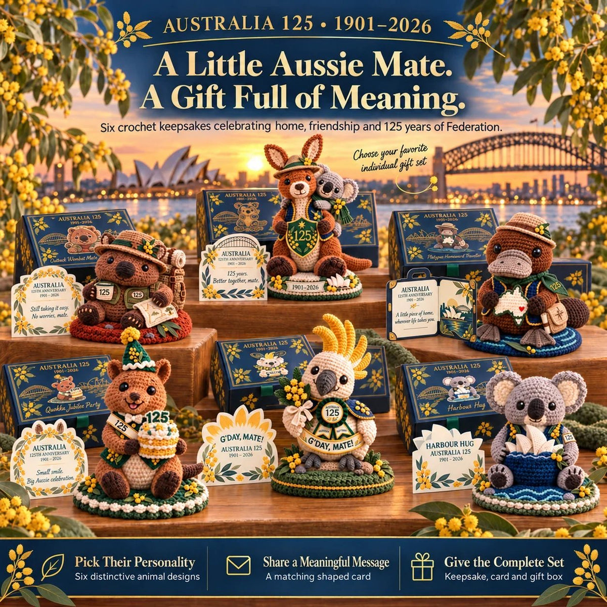 ⏳ Last Day 49% OFF – 🇦🇺 Australia 125th Anniversary Crochet Keepsake | Intricate 3D Crochet Work • Gift-Ready Box 🎁