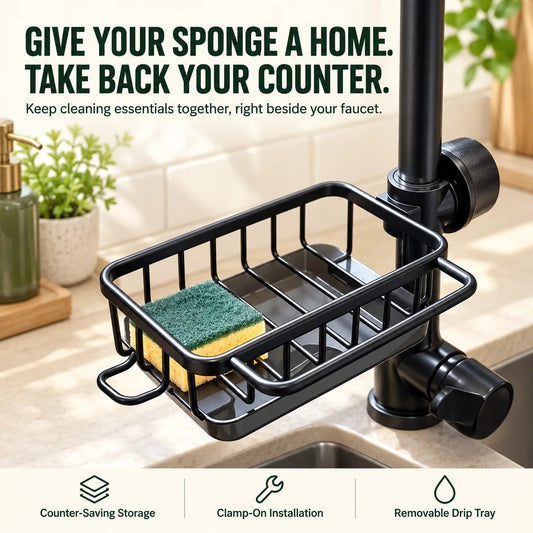 🚰 Faucet-Mounted Sink Caddy – Clear Your Counter, Keep Cleaning Tools Within Reach
