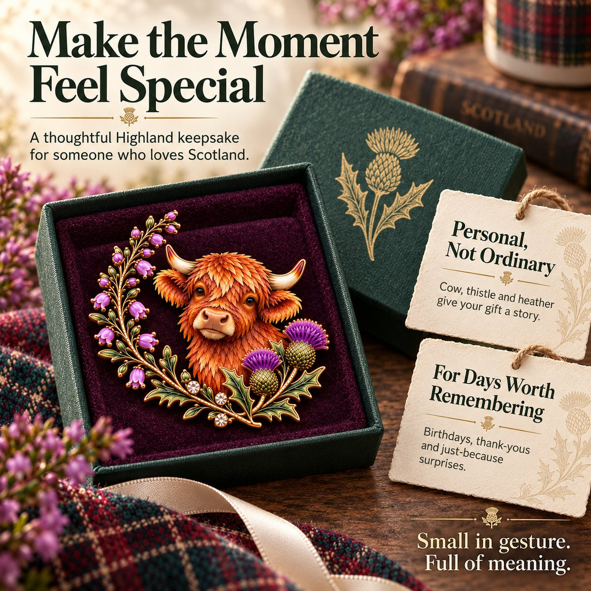 Highland Cow & Thistle 🏴󠁧󠁢󠁳󠁣󠁴󠁿 Scottish Heritage Enamel Brooch