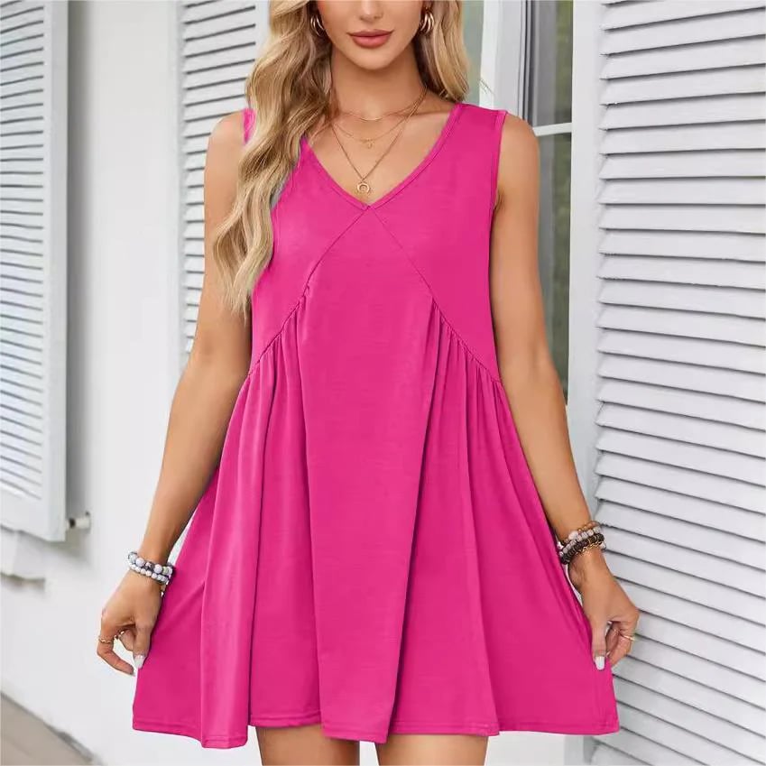 💃 Women's Summer Sleeveless V-Neck Mini Dress - Buy 2, Get Free Shipping!