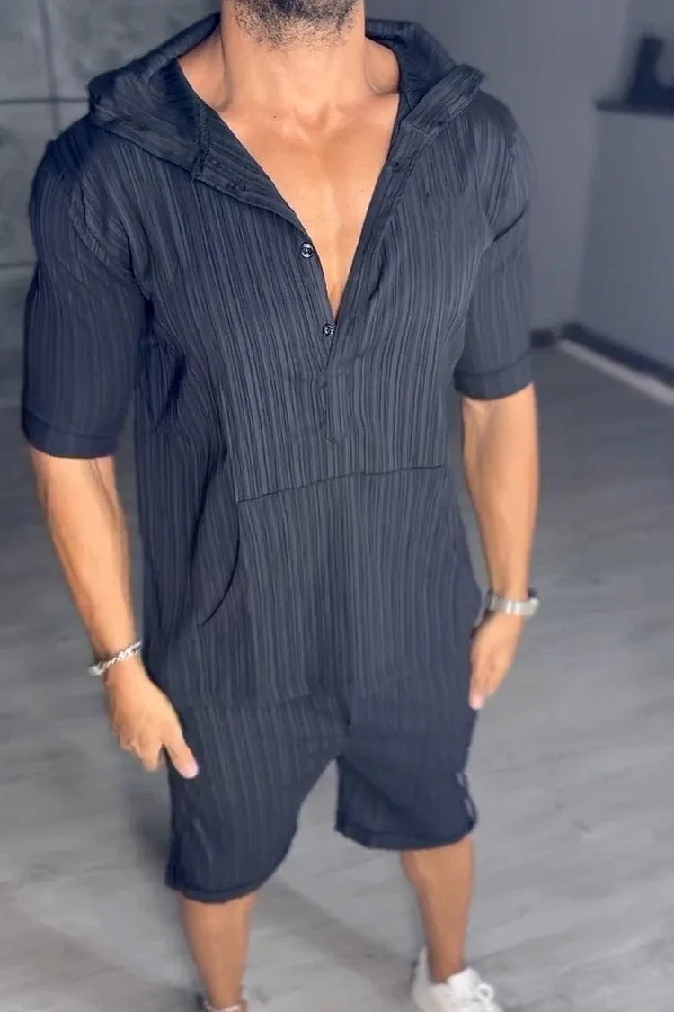 Men's casual hooded sports two piece set