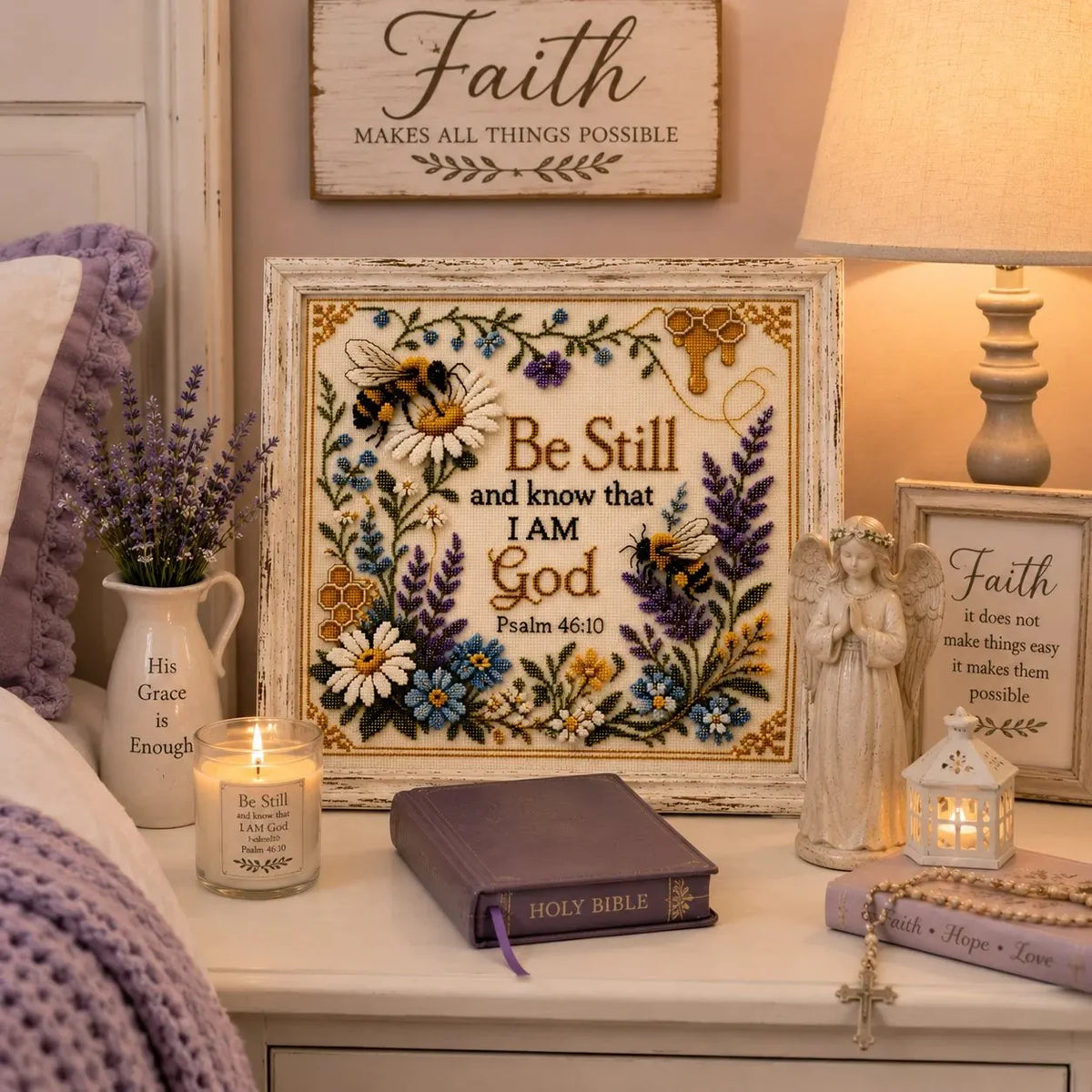 🐝✝️Honeybee Faith Garden Cross Stitch Kit🌼BUY 2 FREE SHIPPING🎁