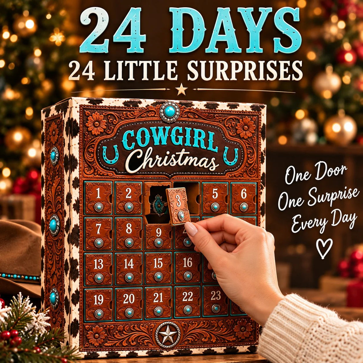 ⏳ Last Day 50% OFF-🤠24-Day Cowgirl Christmas Countdown Calendar(✨Buy 2 Free Shipping)