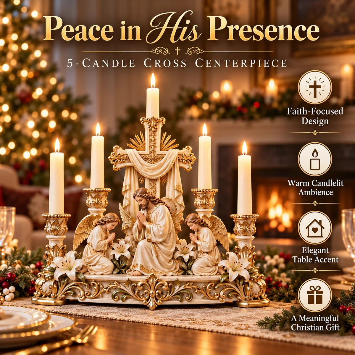 ✨🕯️ Light of His Presence — Sacred Christian Candleholder ✝️🤍