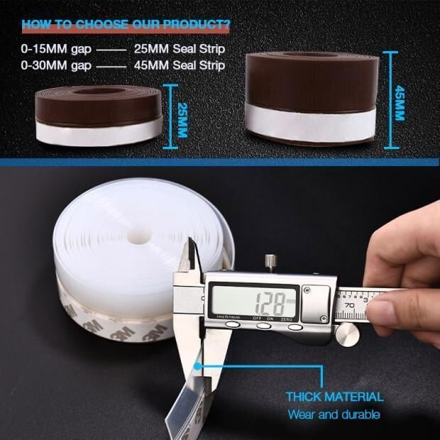 Silicone Door Weather Stripping Seal Strip, 5M/16.4FT Adhesive Door Bottom Draft Stopper for Doors and Windows