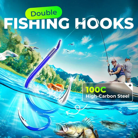 🎣  Classic and sharp double fishing hooks — High carbon steel with needle tip