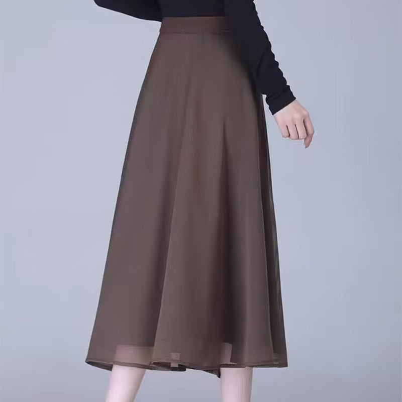 High-Waisted Tulle Midi Skirt, One-Piece Mesh Skirt - Buy two and get free shipping!