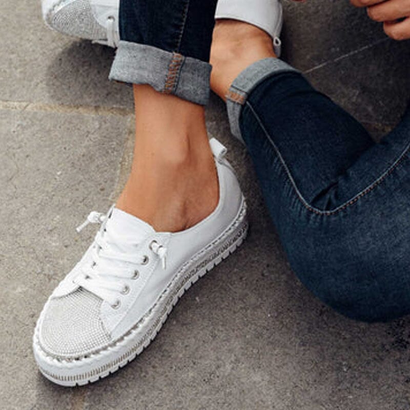 DIAMOND SILVER LEATHER SNEAKERS-Buy two and get free shipping!