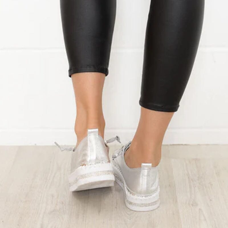 DIAMOND SILVER LEATHER SNEAKERS-Buy two and get free shipping!