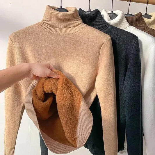 2023 New Women's Fleece Thickened Turtleneck Sweater