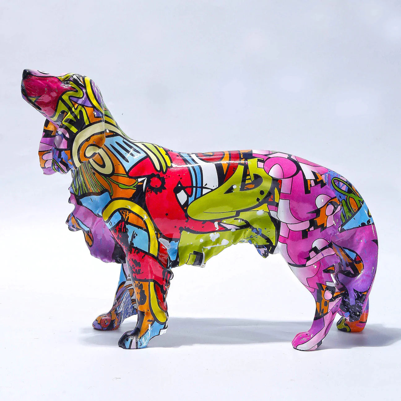 Golden Retriever Graffiti Painted Statue